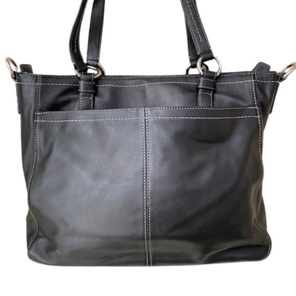 Coach Chelsea Black Leather Tote Crossbody Carryall Bag - Preowned - Picture 6 of 12